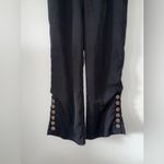 Lucca Couture LUCCA Rylie Cropped Pant Trouser Button Side Slit Hem Ebony Black. Size XS Photo 1