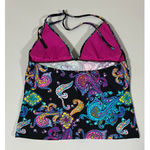 Bongo Paisley Boho Bohemian Tankini Top Swimwear Size M 🖤💜✨ Photo 2