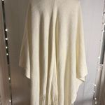 Cejon Ivory Knit Shawl Wrap Poncho Fringe Genuine Fur Trim O/S Photo 3