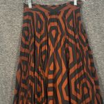 Anthropologie Geometric Pleated Midi Skirt XS Brown Black Photo 4