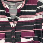 Avenue  Women's Striped Split Neck Roll Tab Sleeves Blouse Multicolor Size 22/24 Photo 8