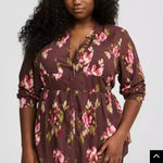Torrid NWT  Emma Babydoll Tunic long sleeve blouse floral multicolored size 1X Photo 0