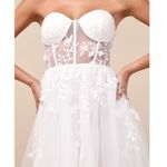 Lulus NWT Marvelously Lovely White Tulle 3D Embroidered Strapless Mini Dress Photo 3