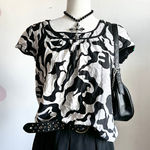 Y2K‎ Grunge Abstract Top, Mall Goth Cyberpunk Indie Sleaze Alt Blouse Medium Photo 0