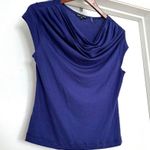 Nic+Zoe Cap Royal Blue Sleeve Drape Neck Shirt Sz Medium Photo 2
