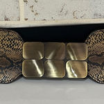 Black and Gold Wide Belt with Snakeskin Detail Photo 0