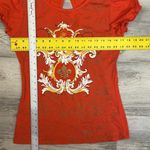 Old Skool Orange Graphic Logo Short Sleeve Keyhole Back Women's Tee Size Large Photo 8