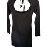 Black Long Sleeve Bodycon Mini Dress Tie Back‎ Cutout Party Cocktail Photo 0
