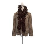 draper's & damon's sz10 brown tan cream tweed blazer jacket with black trim EUC Photo 2