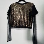 Free People NEW  Life Of The Party Twofer Sequin T-Shirt Top Lace Black Size XS Photo 3