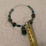 Women’s Bead Costume Necklace Beaded Blue / Green Glass Bronze Tone Choker Photo 9