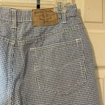 Vintage Kikomo Blue White Checkered Print Denim Shorts 1990s 28 Inch Waist Photo 8