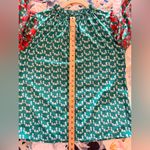 HAPSHO L/XL Boutique Printed Green Orange Boho Top Photo 6