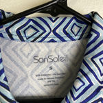 San Soleil Womens Long Sleeve Shirt Size Small Blue Top 1/4 Zip Diamond UV UPF Photo 7