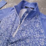 RLX Ralph Lauren Quarter Zip Shirt Women's Small Blue Floral Activewear Golf Photo 2