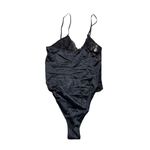 70s Vintage Lace and Nylon Black Bodysuit Teddy Medium Photo 1
