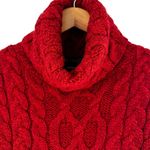 Inis Crafts Marled Red 100% Merino Wool Cable Knit Sweater Size Small Photo 1