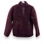 Athleta Sherpa Snap Sweatshirt Size XXS Maroon Long Sleeve Cozy Fleece Pullover Photo 2
