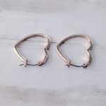 Tilted Heart Earrings Rose Gold Tone 1" Photo 3