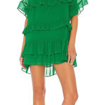 Lovers + Friends Lovers + Friends Womens Mona Mini Dress Size XS Green Ruffle Tiered Party Flowy Photo 0