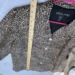 Silkland 100% silk size 14 animal print button front jacket. Tan Photo 4