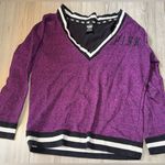 PINK - Victoria's Secret Victoria’s Secret pink purple black V-Neck Sweater White sweatshirt Photo 0