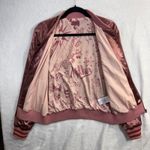 Mother S Sunshine City Bomber Jacket Pastel Pink Satin Rainbow Varsity Preppy Photo 2