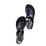 Michael Kors Womens Thong Sandals Size 9M Navy Gold Logo Photo 2