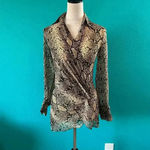 ZARA NWT Animal Print Snakeskin Chiffon Wrap Blouse Long Sleeve Top Size XS Photo 2