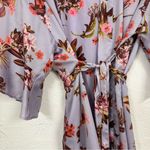 Victoria's Secret Victoria Secret Purple Floral Bell Sleeve Robe Womens S Belted Short Kimono Photo 4