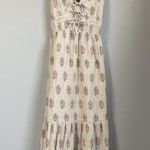 Rebecca Taylor  La Vie Jaipur Fleur Off White Beige Floral Pink Maxi Dress XS EUC Photo 2