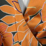 Fate Floral Satin Wrap Long Sleeve Orange Green Midi Small Dress Photo 6