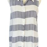 Cupid Blush By Anthropology Cupio Blush gray and white striped collared sleeveless button down shirt size M Photo 0