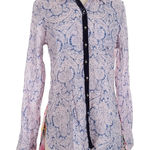 Aratta Silent Journey Button Down Shirt XS Pink Blue Floral Photo 0