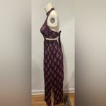 Lua Nova Jumpsuit Size Medium Burgundy Women’s Open Back Sheer Halter Top Purple Photo 3