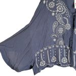 Coco + Jaimeson  Womens Blue Gauze Embroidered Kimono Blouse‎ Large NWT Buckle Photo 3