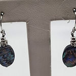 Ali Sterling Silver Abalone Shell Dangling Earrings Green Photo 0