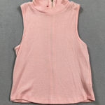 Ambiance Crop Top Shirt Small Pink Womens Ribbed Mock Neck Zip Back Sleeveless Photo 0