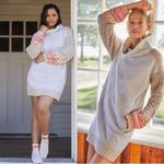 Anthropologie Daily Practice by Cozy Cowl Neck Tunic Dress gray pink size large Photo 1