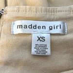 Madden Girl Khaki Pleated Mini Skirt Buckle Detail Raw Hem Size XS Photo 4