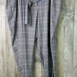 Calvin Klein Size 18W Plaid Print Black & White Plaid Print Dress Pants Tie Belt Photo 0