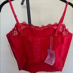 NWT SAVAGE x FENTY red lace lingerie corset boned‎ strapless bustier crop top Photo 2