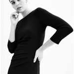 Nine West Patricia Boat Neck Ruched Sheath Dress Black Stretchy Work Cocktail S Photo 2