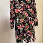 Slinky Brand Women’s Long Tunic Blouse XS Black Pink Floral Print Bust 34” Photo 3