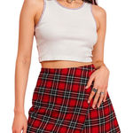 Hollister Mini Skirt S Red Tartan Plaid Ultra High Rise Schoolgirl Academia Y2K Photo 0