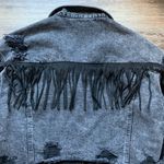 SheIn  Fringe Black Cropped Denim Jacket M Photo 7