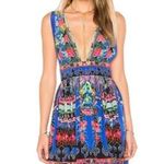 Camilla Blue floral Pretty Procession V neck silk mini dress L Photo 0