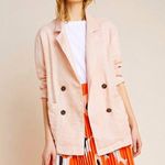 Anthropologie  Amadi Pink Shimmer Linen Oversized Blazer Jacket Lightweight Coat Photo 0