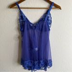 Frederick's of Hollywood  Babydoll Thong Set Lace Nylon Blueberry Delight NWT Photo 2