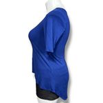 Boutique  Womens Swing Top T Shirt Stretch Asymmetrical Bright Blue Large Photo 3